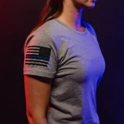 Women's Blue Line Flag T-Shirt - Dark Heather Gray -Daily Clothing Store BlankPoster 2000X2000 2BlueLineFlag min