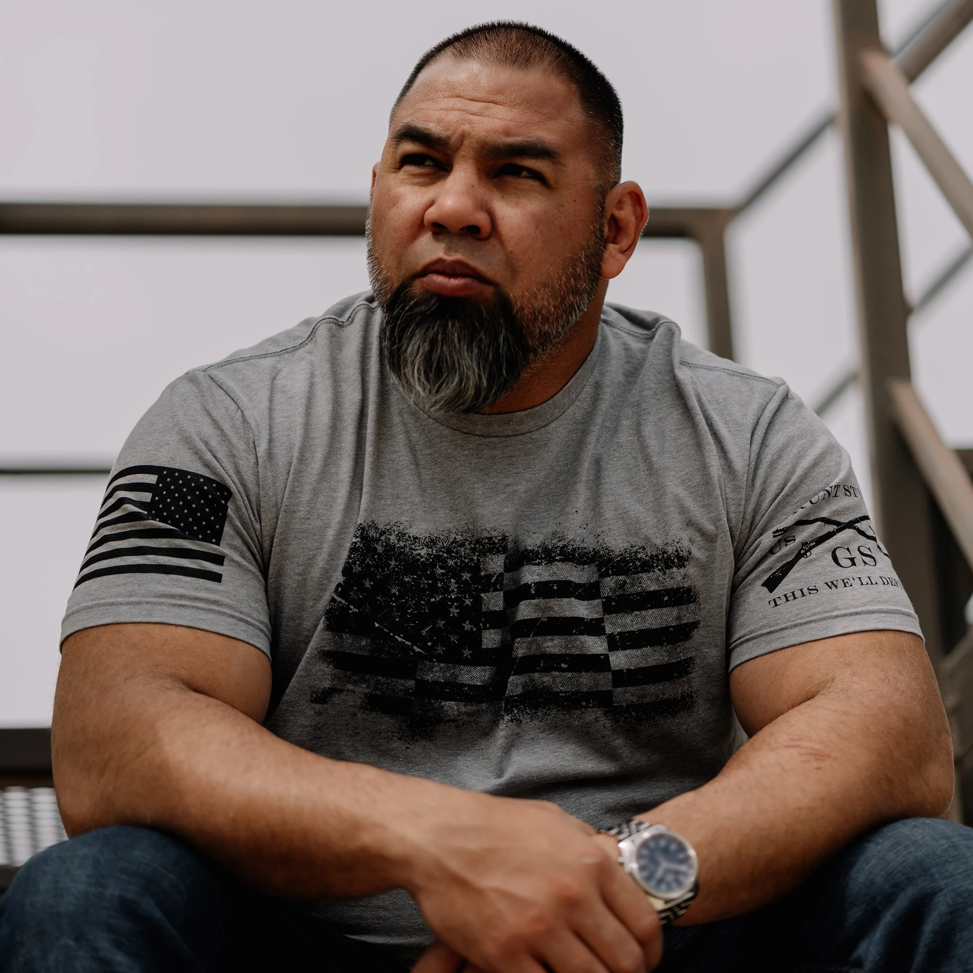 Bar Flag T-Shirt - Dark Heather Gray 8 Bar Flag T-Shirt - Dark Heather Gray - Image 6