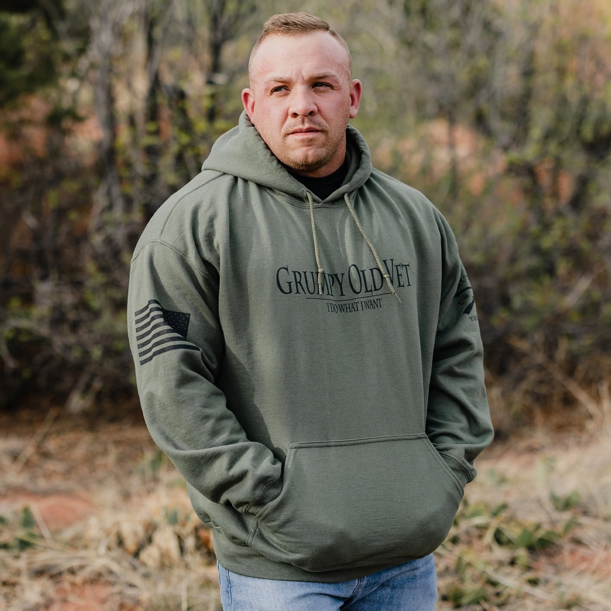 Grumpy Old Vet Hoodie - Military Green 4 Grumpy Old Vet Hoodie - Military Green - Image 3