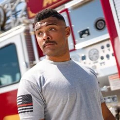 Red Line Flag T-Shirt - Dark Heather Grey -Daily Clothing Store BlankPoster 2000X2000 GS5057 RedLineFlag DarkHeatherGrey