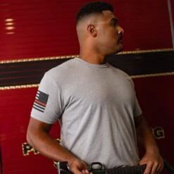 Red Line Flag T-Shirt - Dark Heather Grey -Daily Clothing Store BlankPoster 2000X2000 GS5057 RedLineFlag DarkHeatherGrey 3