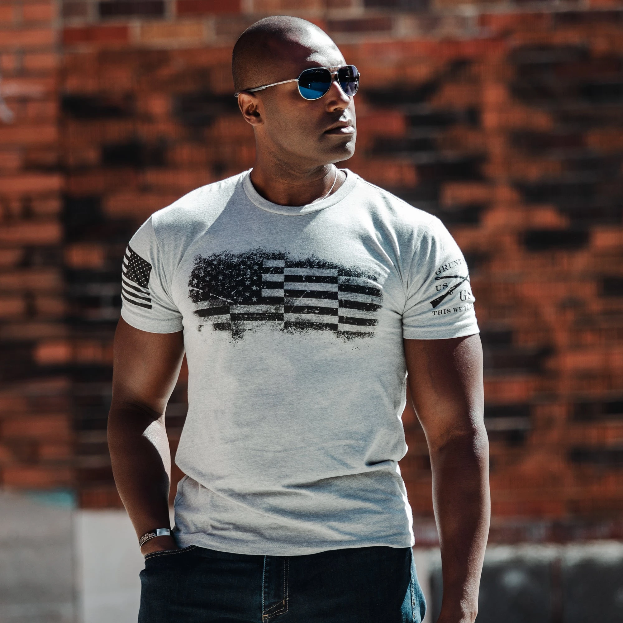 Bar Flag T-Shirt - Dark Heather Gray 7 Bar Flag T-Shirt - Dark Heather Gray - Image 5