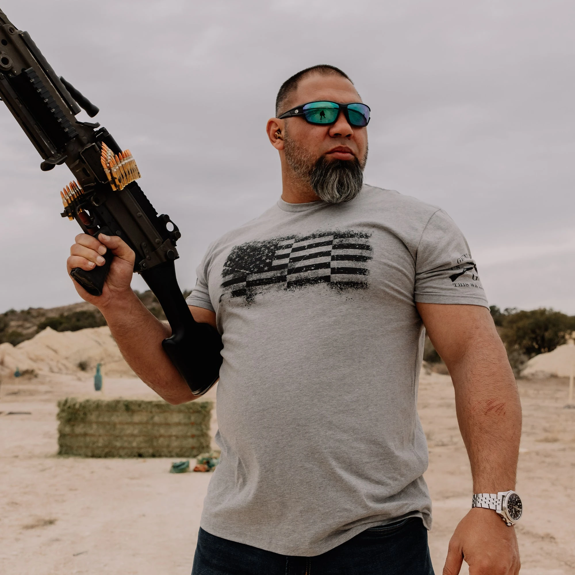 Bar Flag T-Shirt - Dark Heather Gray 6 Bar Flag T-Shirt - Dark Heather Gray - Image 4