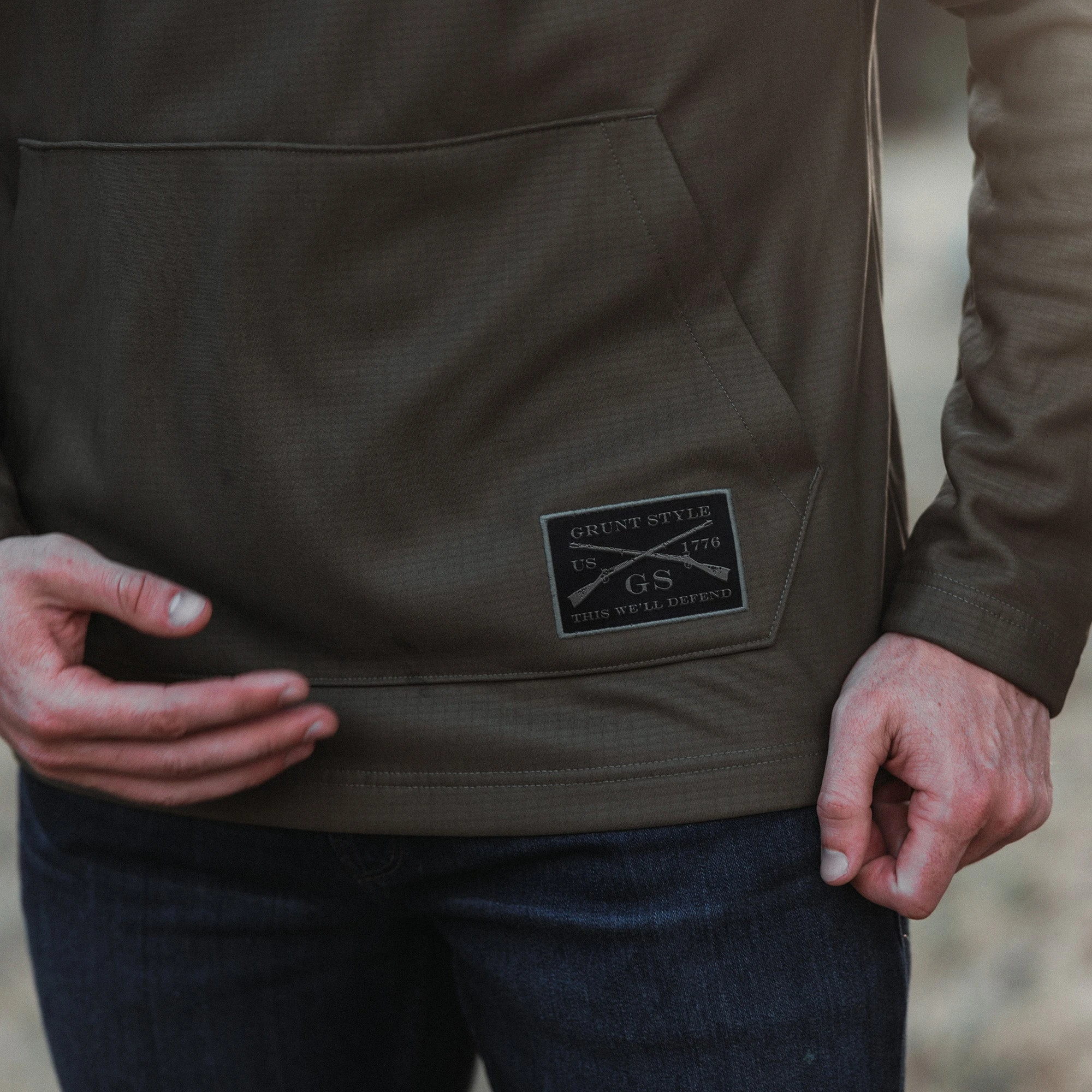 Men's Waffle Top Hoodie - Military Green 5 Men's Waffle Top Hoodie - Military Green - Image 3