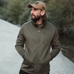 Men's Waffle Top Full-Zip Jacket - Military Green -Daily Clothing Store BlankPoster 2000x2000 1 GS5670WaffleTopFull ZipJacket MilGreen