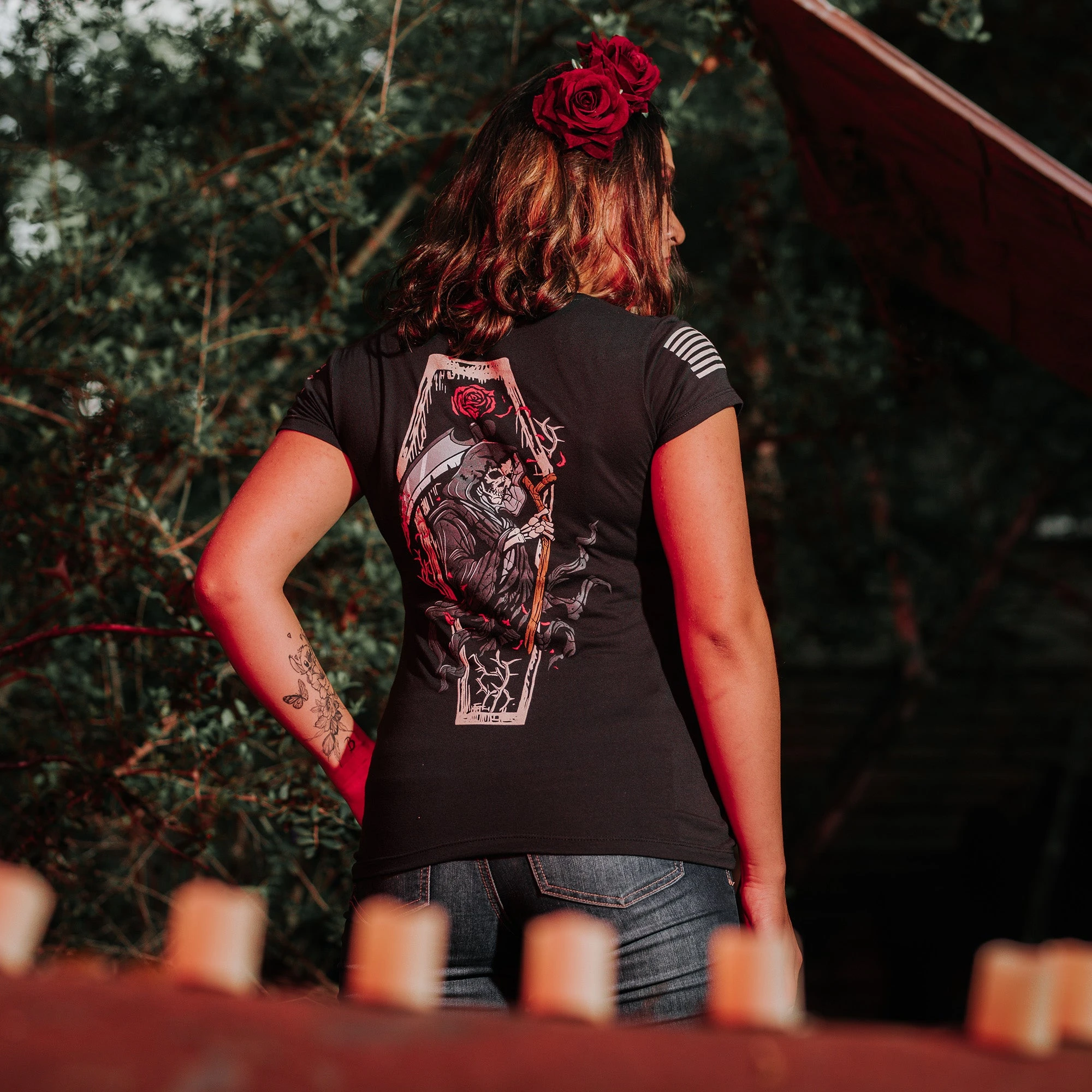 Women's Grim Reaper V-Neck - Black 3 Women's Grim Reaper V-Neck - Black