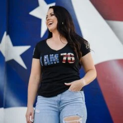 Women's I AM 76 V-Neck - Black -Daily Clothing Store BlankPoster 2000x2000 GS5485 IAM76 MidnightNavy 2 1