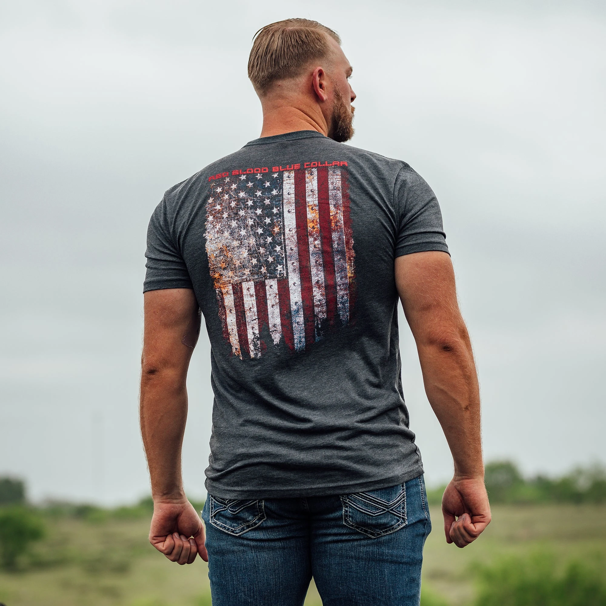 Red Blood Blue Collar™ T-Shirt - Charcoal 4 Red Blood Blue Collar™ T-Shirt - Charcoal - Image 2