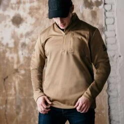 Men's 1/2 Zip Waffle Top - Coyote -Daily Clothing Store BlankPoster 2000x2000 GS5313 GruntStyle.5ZipWaffleTop Coyote