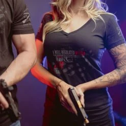 Women's Second Amendment Pistol V-Neck - Black