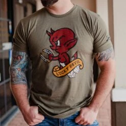 Lucky Devil T-Shirt - Military Green -Daily Clothing Store BlankPoster 2000x2000 copy2GS5790LuckyDevil MilGreen