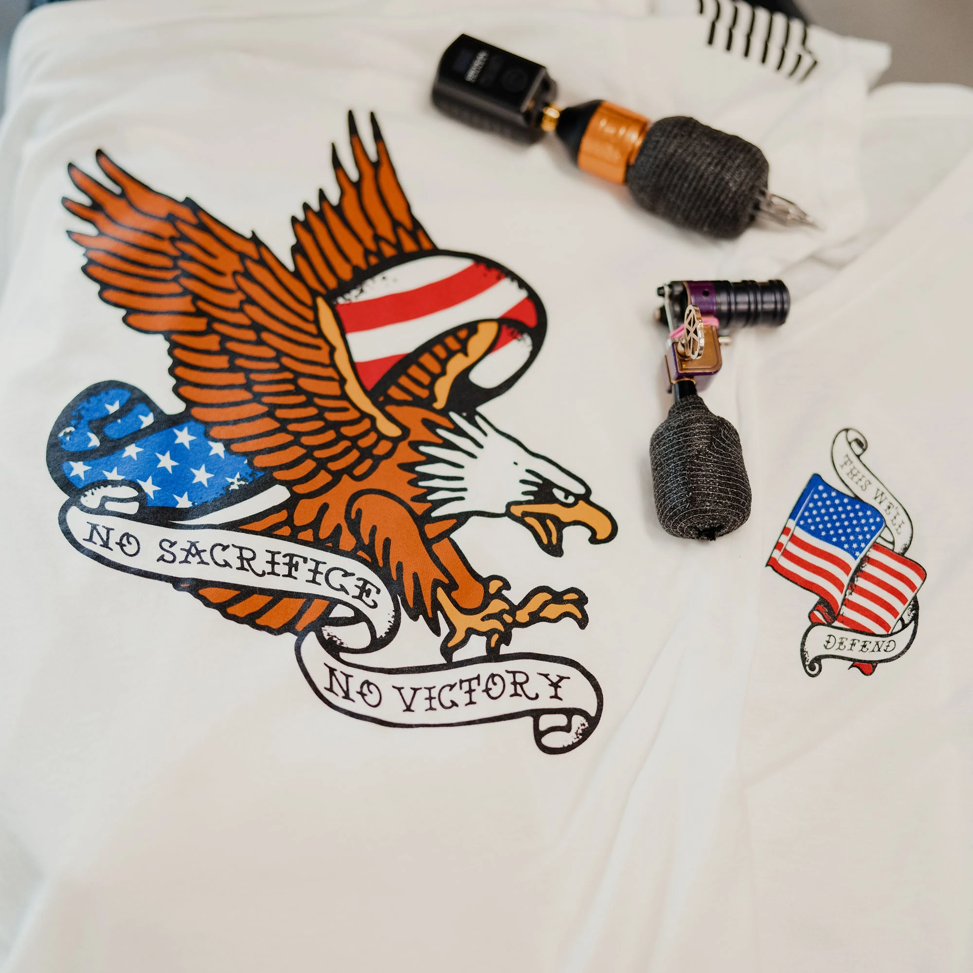 Women's No Sacrifice No Victory V-Neck - White 7 Women's No Sacrifice No Victory V-Neck - White - Image 5