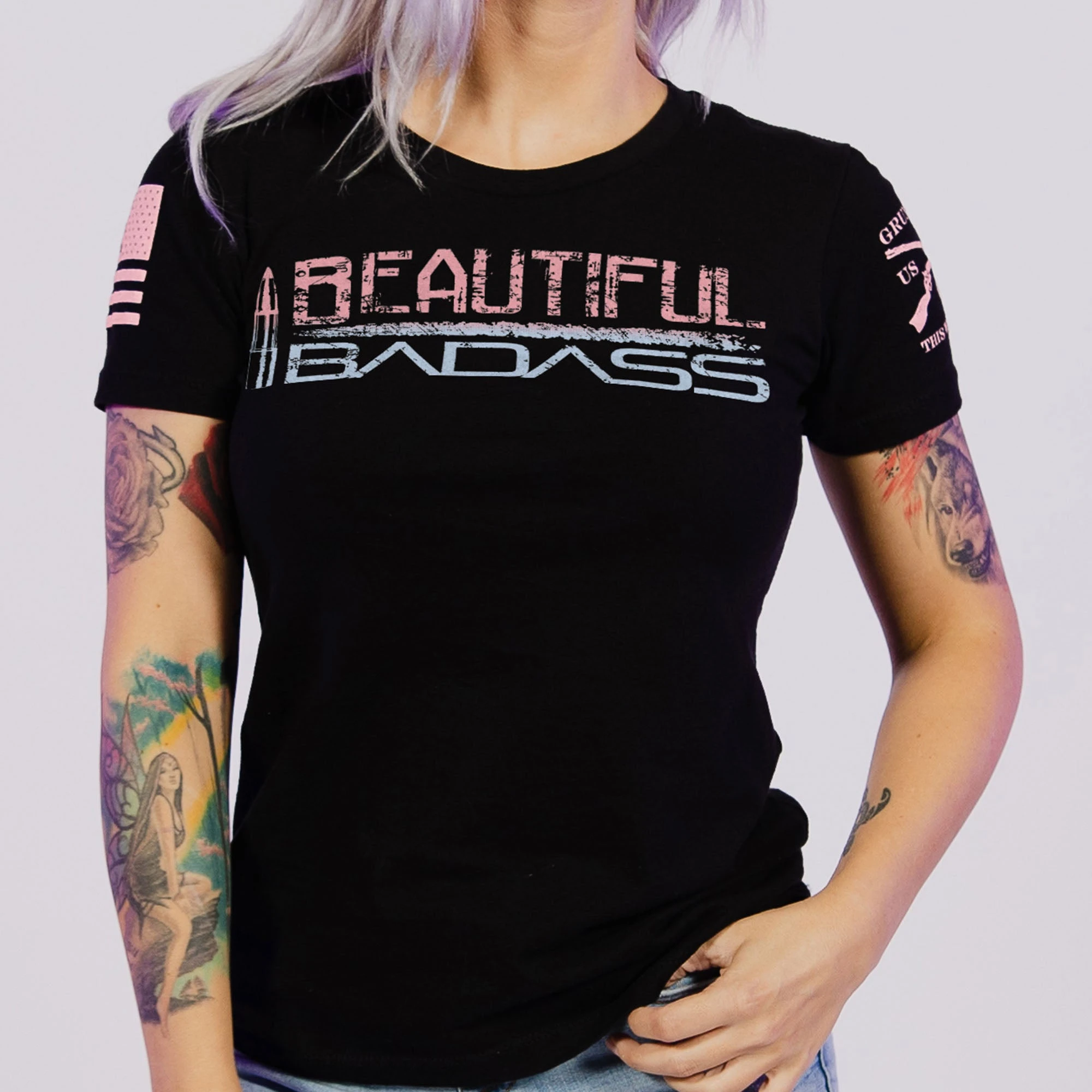 Women's Beautiful Badass Ombre T-Shirt- Black 3 Women's Beautiful Badass Ombre T-Shirt- Black