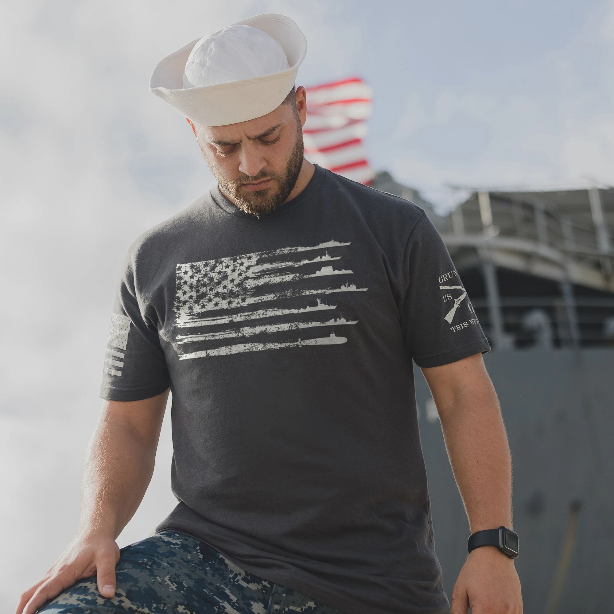 By Sea Flag T-Shirt - Dark Grey 6 By Sea Flag T-Shirt - Dark Grey - Image 4
