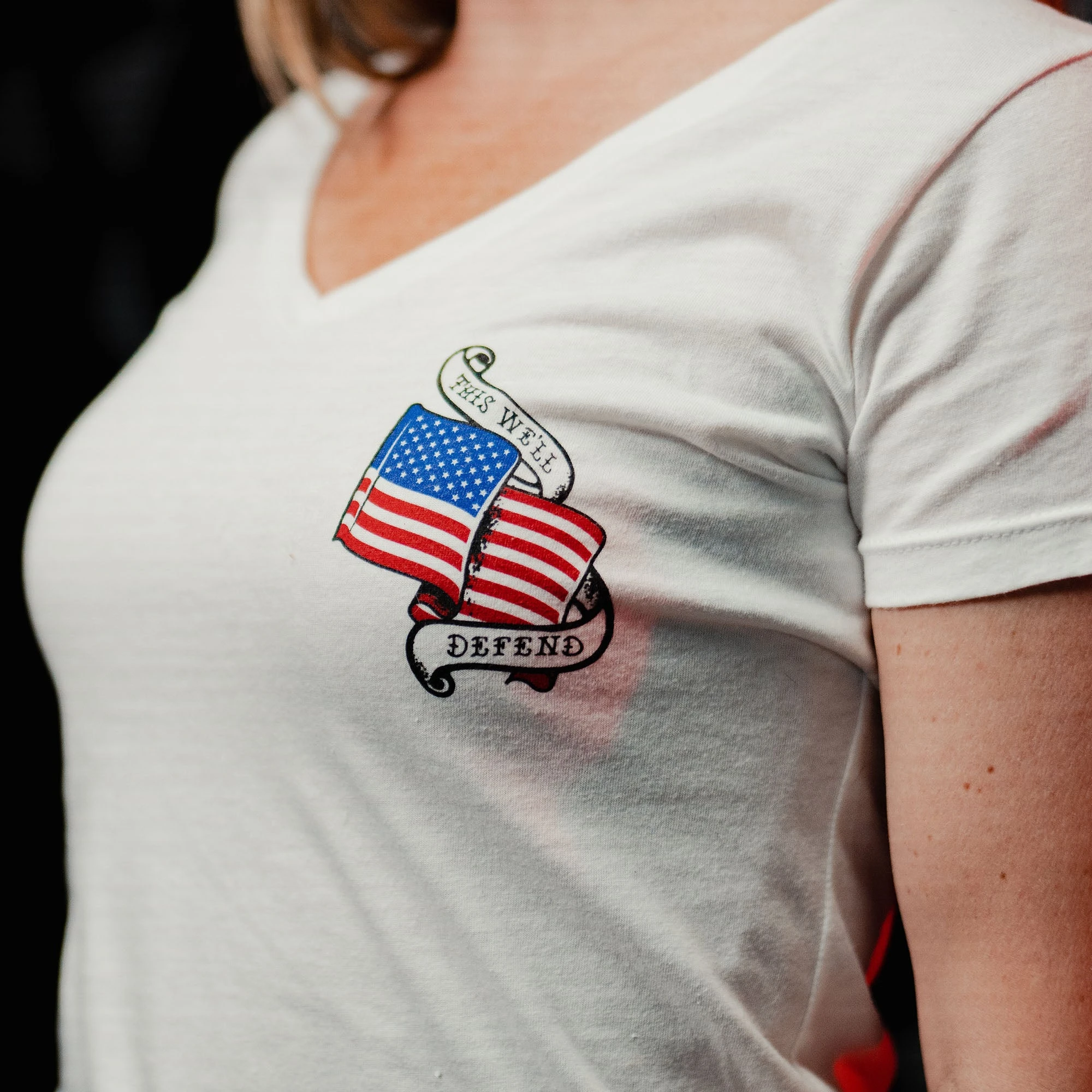 Women's No Sacrifice No Victory V-Neck - White 4 Women's No Sacrifice No Victory V-Neck - White - Image 2