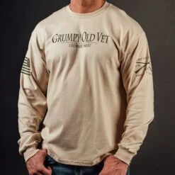 Grumpy Old Vet Long Sleeve - Sand -Daily Clothing Store BlankPoster 2000x2000 copyGS5837 GrumpyOldVetLS Sand