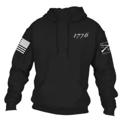 1776 Flag Hoodie - Black -Daily Clothing Store GS4767 1776FlagHoodie STANDARD WEB READY front