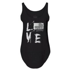 Women's Love Of Country Flowy Tank - Black -Daily Clothing Store GS4850 Love of Country Women s Black Flowy Tank front WEB READY