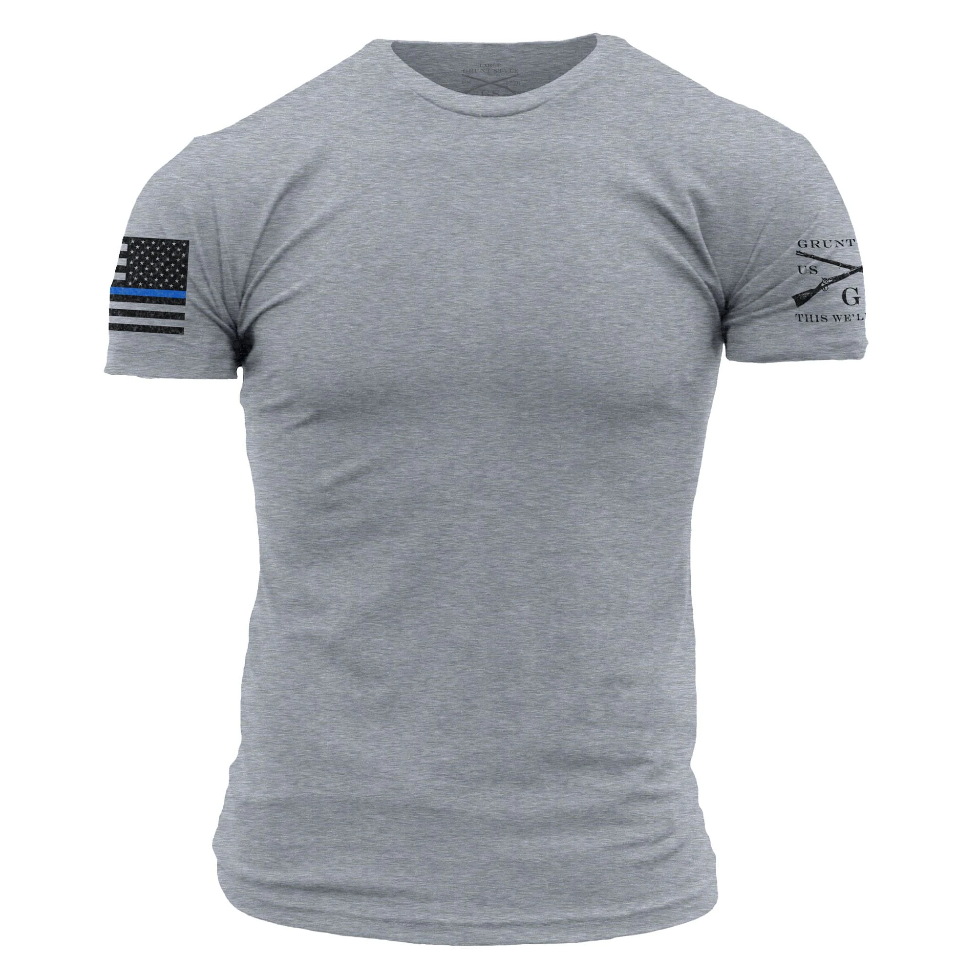 Blue Line Flag Basic T-Shirt - Heather Gray 3 Blue Line Flag Basic T-Shirt - Heather Gray