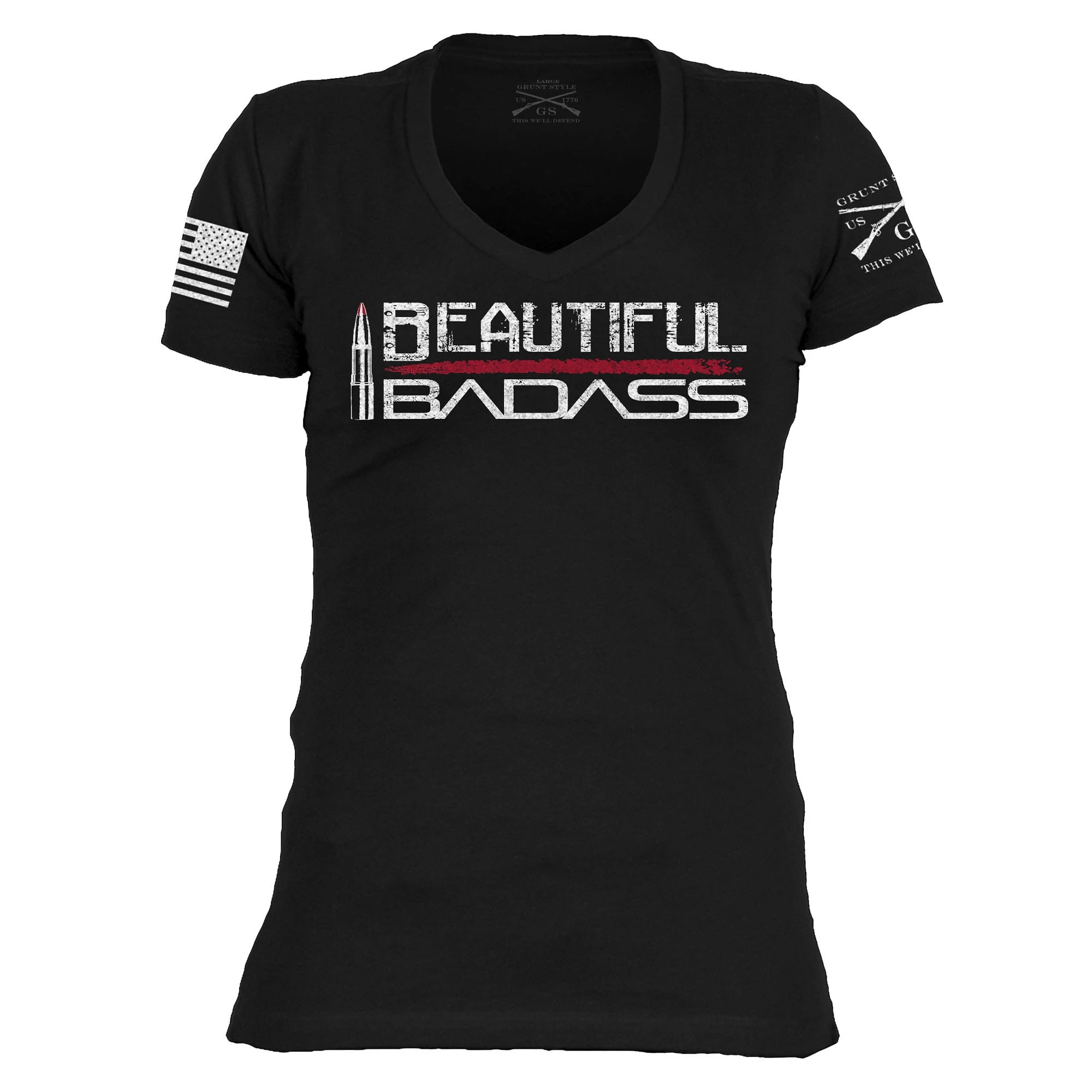 Women's Beautiful Badass V-Neck - Black 4 Women's Beautiful Badass V-Neck - Black - Image 2