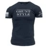 Grunt Style Stacked Logo T-Shirt - Navy -Daily Clothing Store GS5404 GruntStyleStackedLogo Navy STANDARD WEB READYFront