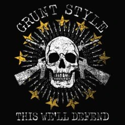 Crossed-Rifle Skull T-Shirt - Black -Daily Clothing Store GS5408 GruntStyleCrossed RifleSkull WEB READY ARTWORK