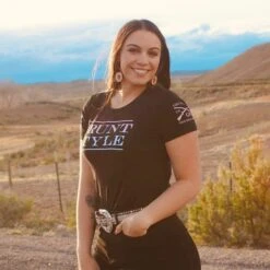 Women's Grunt Style Stacked Logo Ombre T-Shirt - Black -Daily Clothing Store GS5424 Women sGruntStyleStackedLogoOmbre Black 050823 004