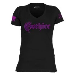 Women's Gothicc V-Neck T-Shirt - Black -Daily Clothing Store GS5732 Women sGothiccV NeckTee Black WEB READY Front