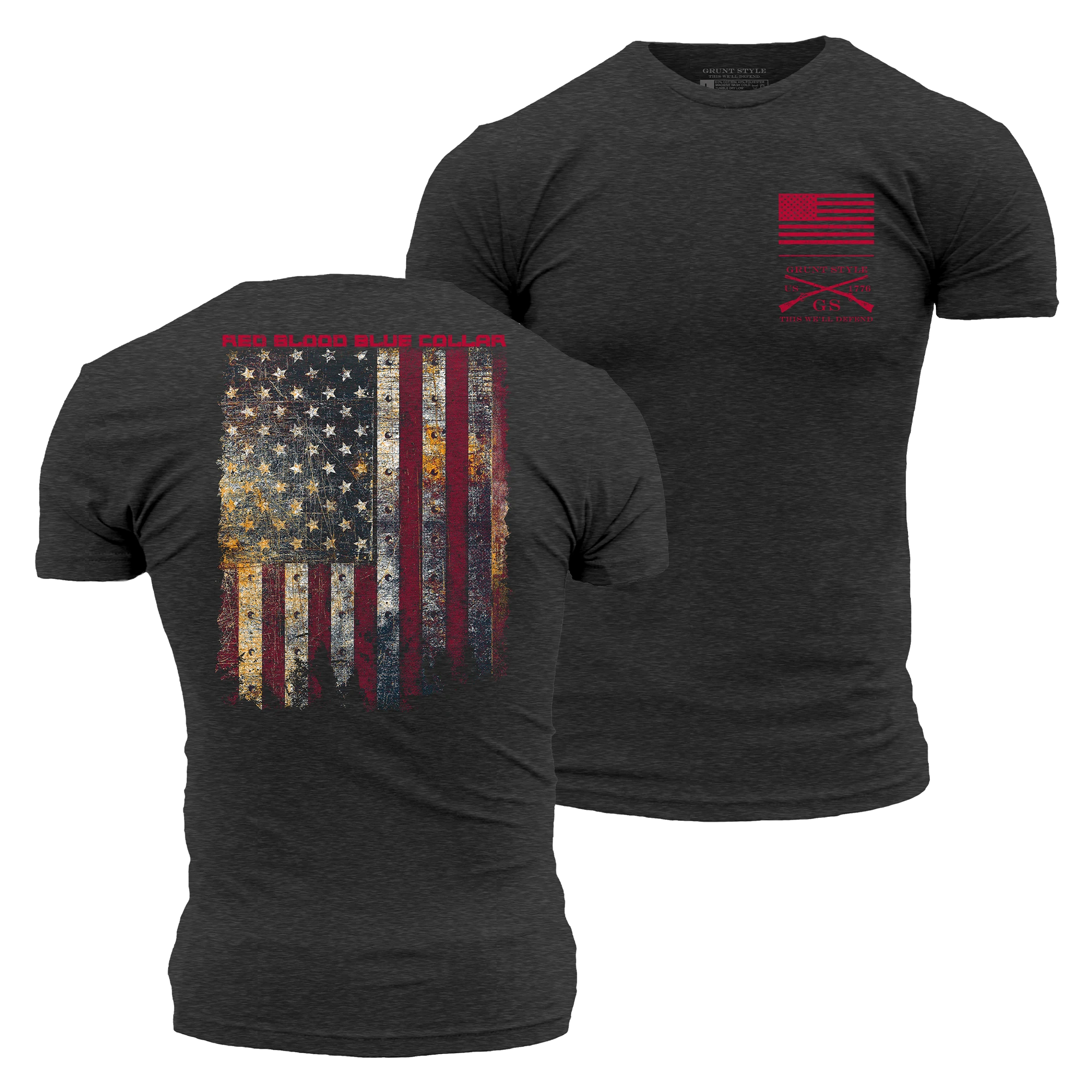 Red Blood Blue Collar™ T-Shirt - Charcoal 3 Red Blood Blue Collar™ T-Shirt - Charcoal