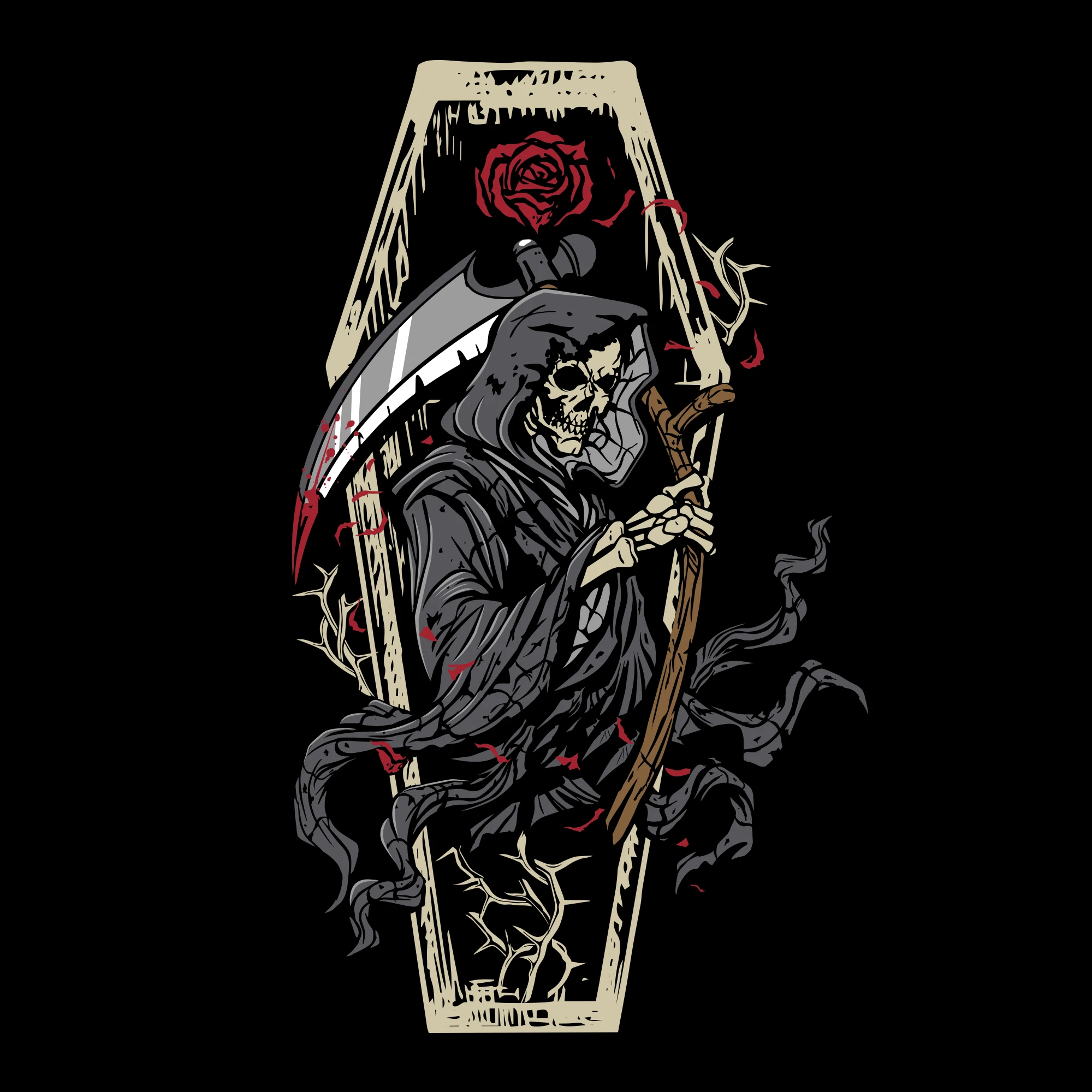 Women's Grim Reaper V-Neck - Black 4 Women's Grim Reaper V-Neck - Black - Image 2