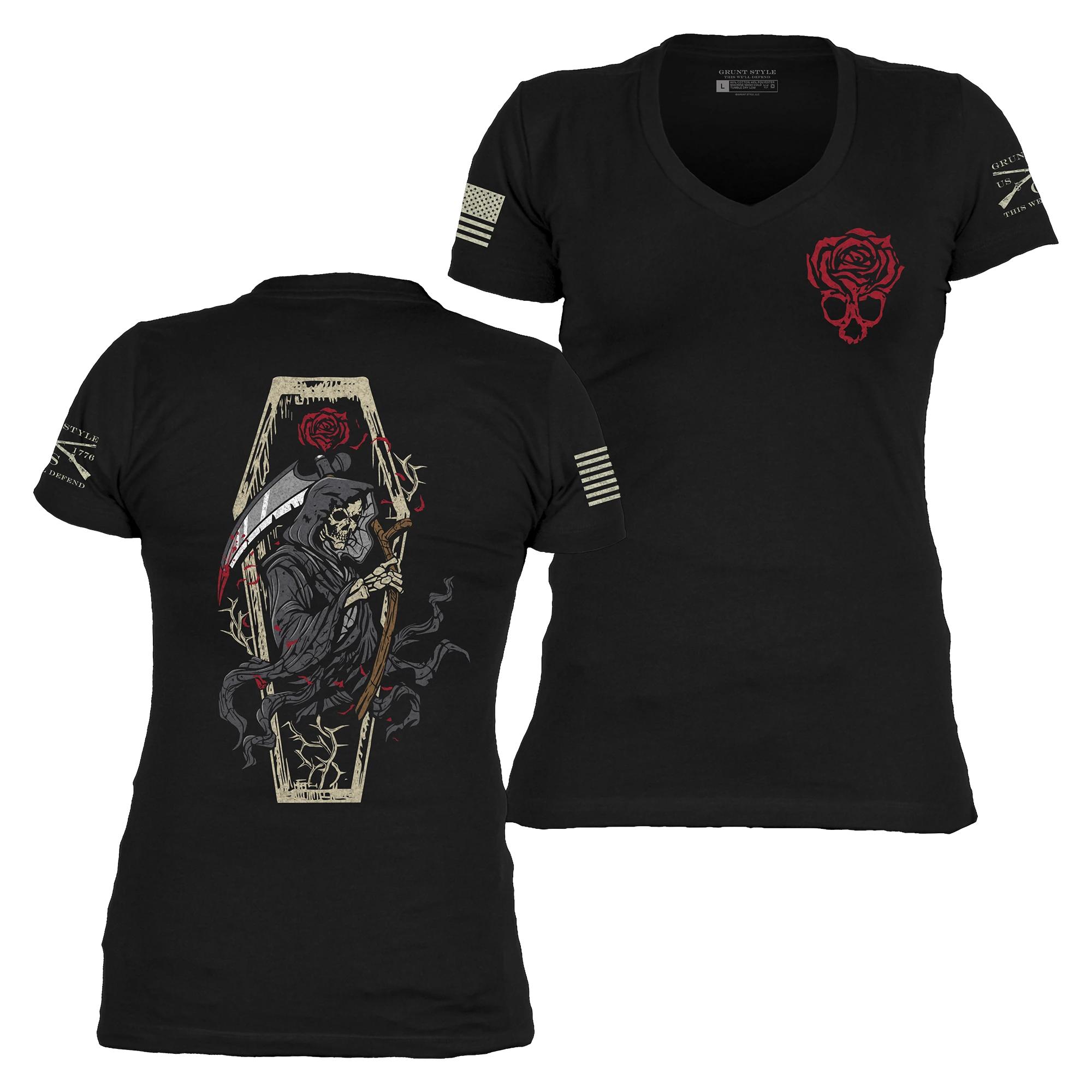 Women's Grim Reaper V-Neck - Black 8 Women's Grim Reaper V-Neck - Black - Image 6