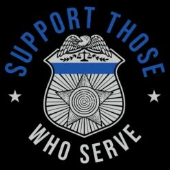 Blue Line Support Those Who Serve T-Shirt - Black -Daily Clothing Store GS5829 Men sBlueLineSupportThoseWhoServeTee Black WEB READY ART