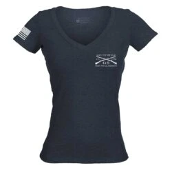 Women's Stars And Stripes Logo V-Neck - Midnight Navy -Daily Clothing Store GS5885 Women s Stars and Stripes Logo V Neck Midnight Navy front WEB READY