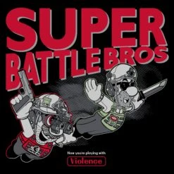Super Battle Bros T-Shirt - Black -Daily Clothing Store GS5937 Men s Super Battle Bros Tee BlackFRONTART