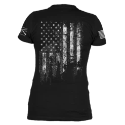 Women's 1776 Flag V-Neck - Black 7 Women's 1776 Flag V-Neck - Black -Daily Clothing Store GS6195 Women s1776FlagV Neck Black back WEB READY