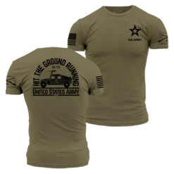 Army Hit The Ground Running T-Shirt - Military Green