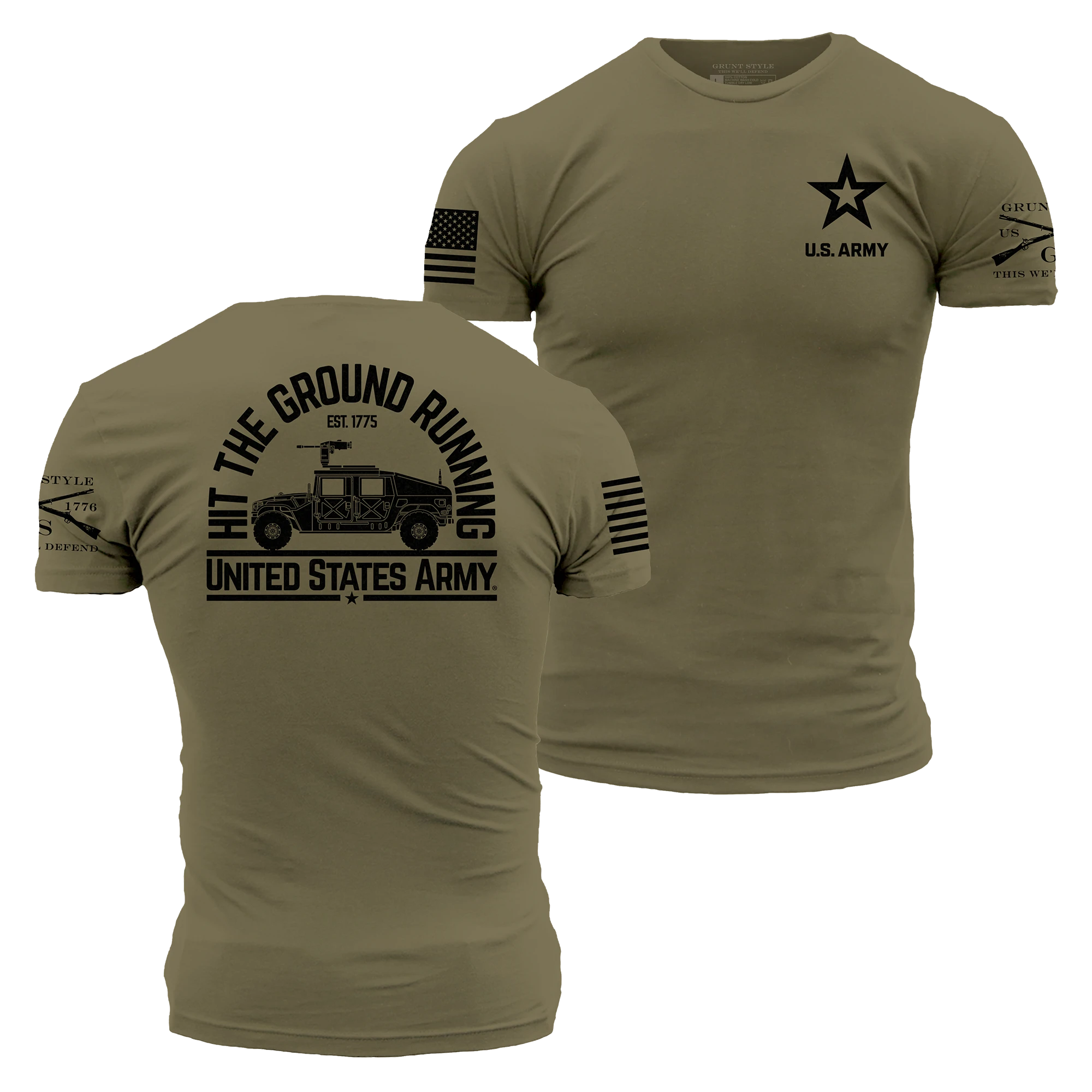 Army Hit The Ground Running T-Shirt - Military Green 3 Army Hit The Ground Running T-Shirt - Military Green