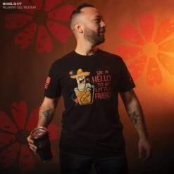 Little Friend T-Shirt - Black -Daily Clothing Store Model Info Poster 2000x2000 GS5479 LittleFriend 2