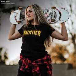 Women's Thrasher Mom Slim Fit T-Shirt - Black -Daily Clothing Store Model Info Poster 2000x2000 GS5564 ThrasherMomWomen sSlimFitTee Black