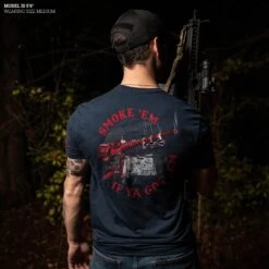 Barrel Bacon T-Shirt - Midnight Navy -Daily Clothing Store Model Info Poster 2000x2000 GS5573 BarrelBaconMen sTee MidnightNavy