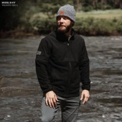 Men's Ripstop Hybrid Fleece Full-Zip Jacket - Black -Daily Clothing Store Model Info Poster 2000x2000 GS5675RipstopHybridFleeceFullZipJacket Black