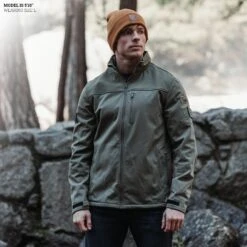 Men's Mission Ready Soft Shell Jacket - Military Green 11 Men's Mission Ready Soft Shell Jacket - Military Green -Daily Clothing Store Model Info Poster 2000x2000 GS5680MissionReadySoftShellJacket MilGreen
