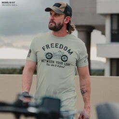 Freedom Between Your Legs T-Shirt - Light Sage -Daily Clothing Store Model Info Poster 2000x2000 GS5774FreedomBetweenYourLegs LightSage