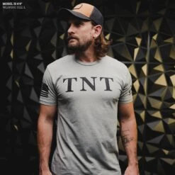 TNT T-Shirt - Dark Heather Gray -Daily Clothing Store Model Info Poster 2000x2000 GS5909 Men sTNTTee DarkHeatherGray 3