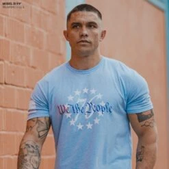 76 We The People T-Shirt - Heather Sky Blue 8 76 We The People T-Shirt - Heather Sky Blue -Daily Clothing Store Model Info Poster 2000x2000 GS595576WethePeople HeatherSkyBlue