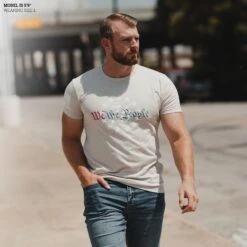 76 We The People T-Shirt - Sand -Daily Clothing Store Model Info Poster 2000x2000 Q2AdditionCreativeGS595676WethePeople Sand 2