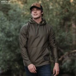 Men's Waffle Top Hoodie - Military Green 8 Men's Waffle Top Hoodie - Military Green -Daily Clothing Store Model Info Poster 2000x2000 GS5667WaffleTopHoodie MilGreen