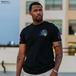 Highway To Hell T-Shirt - Black -Daily Clothing Store Model Info Poster 2000x2000 GS5773HighwaytoHell Black