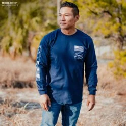 Ethos Long Sleeve - Navy -Daily Clothing Store Model Info Poster 2000x2000 GS5781EthosLS Navy