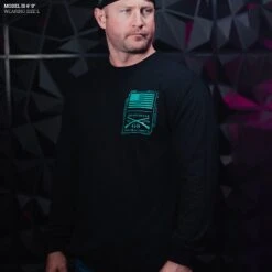 Circuit Skull Long Sleeve - Black 9 Circuit Skull Long Sleeve - Black -Daily Clothing Store Model Info Poster 2000x2000 GS5802CircuitSkullLS Black